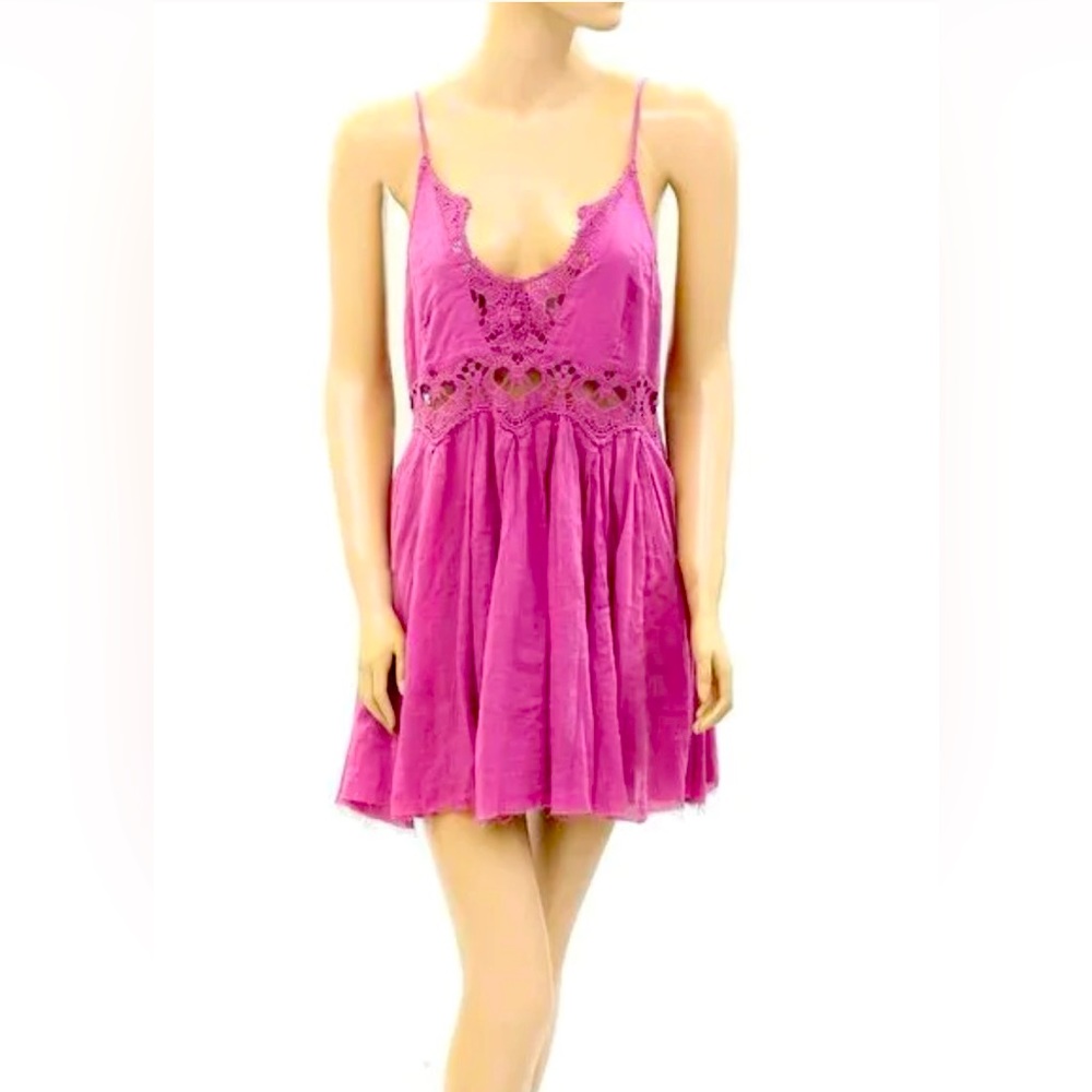 NWOT-Free People Ilektra Slip Mini Dress Lace Cotton XS -fits like med